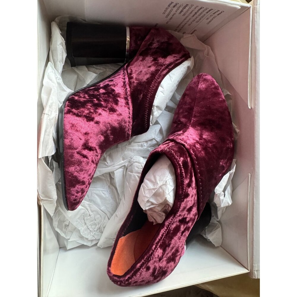 NWB Phillip Lim Deep Purple Velvet Comfortable Block Heel Ankle Booties MSRP $1,